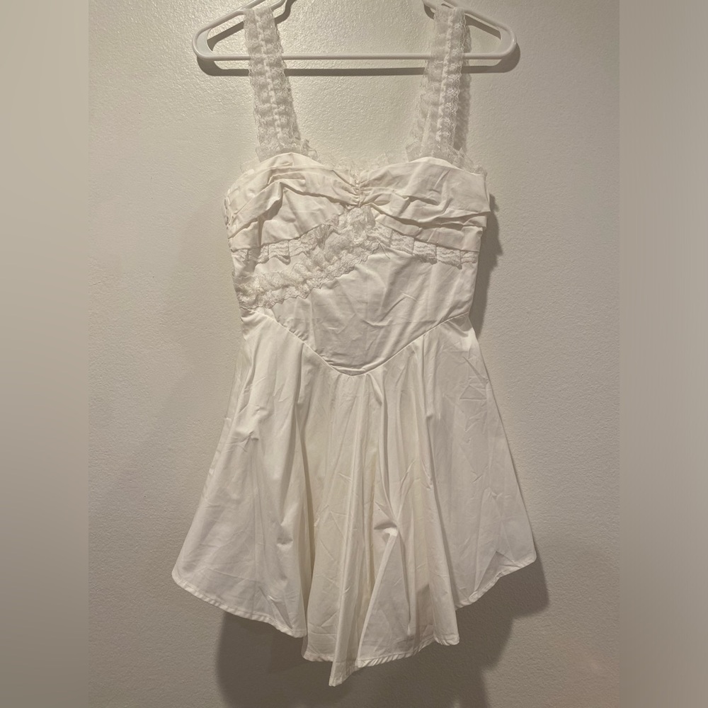 White mini dress with lace
